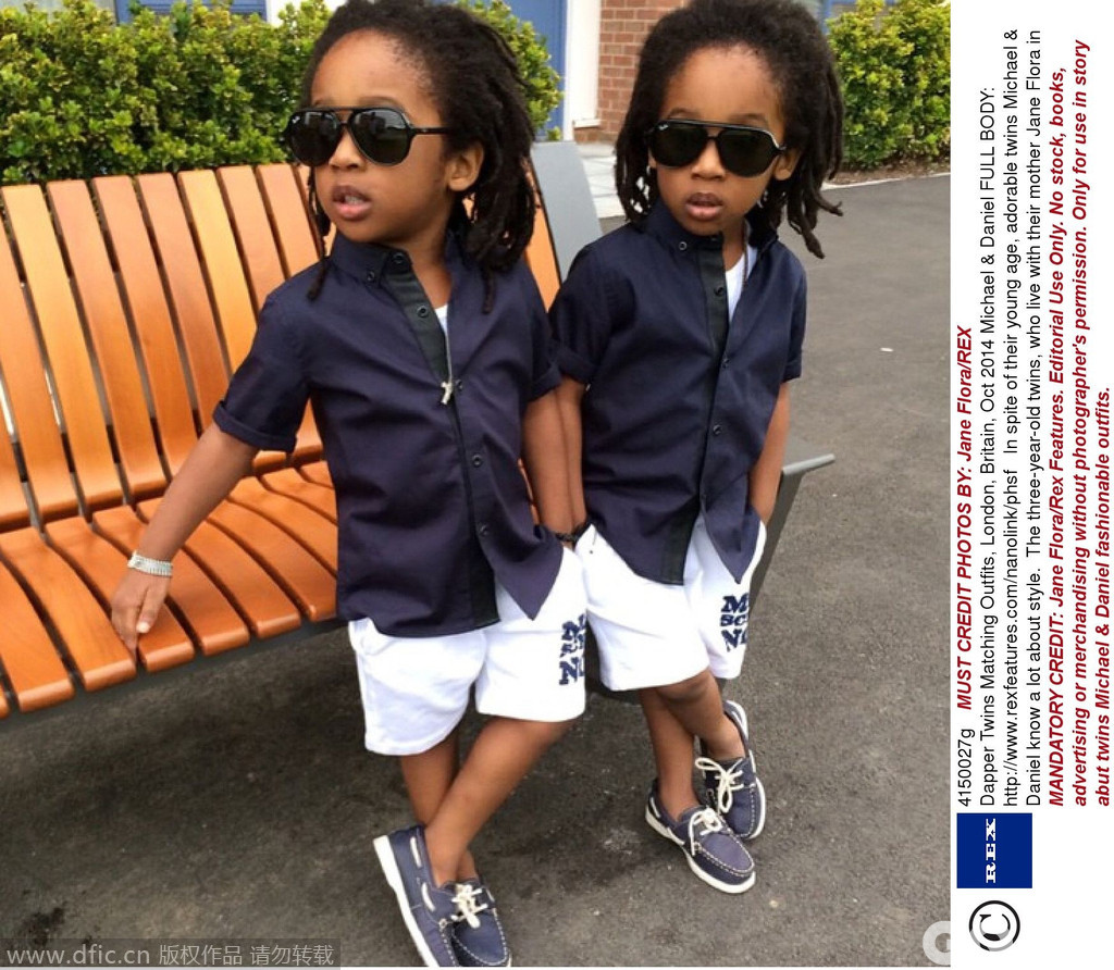 英国伦敦，3岁大的一对双胞胎兄弟Michael和Daniel年纪小小就有超赞的时尚品味。现在他们的instagram页面上已经有32000多名粉丝，名字叫做“'Two Yung Kings” ，兄弟俩人平时就用“国王1号”、“国王2号”互相称呼。
