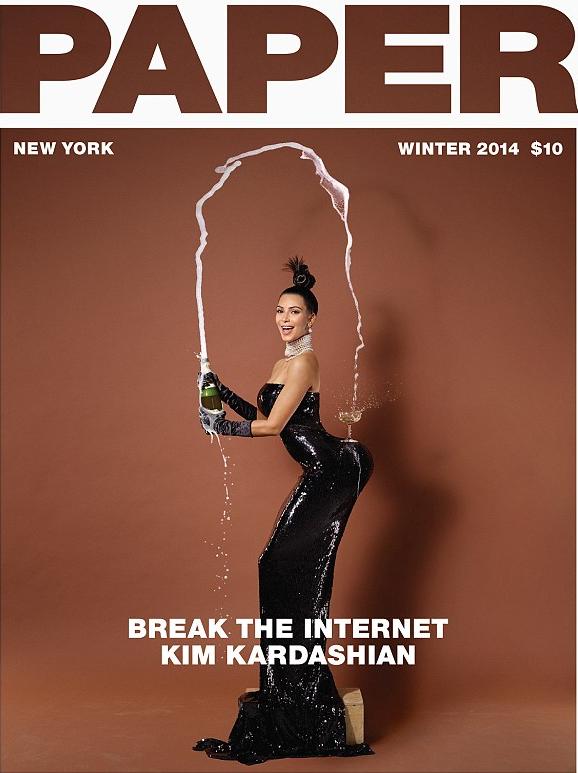 当地时间2014年11月12日，美国，美国社交名媛金-卡戴珊登上《Paper》杂志2014年冬季刊封面