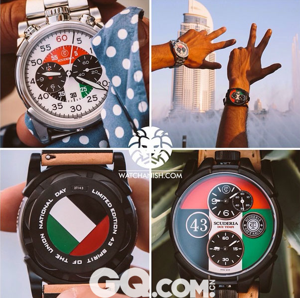 CTscuderia的两款限量款腕表,为43rd Anniversary of UAE National Day特别订制而成，颜色也跟其主题有关。