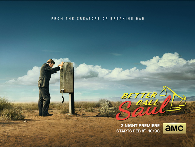 2月8日首播。
犯罪类题材美剧《绝命毒师》（Breaking Bad）在国内拥有大批粉丝，高水准的制作，精湛的剧情更使其成为艾美奖的得奖大户。而该剧的前传衍生剧《风骚律师》（Better Call Saul）即将开播，故事设定在《绝命毒师》之前的2002年，讲诉索尔·古德（Saul Goodman）在遇见“老白”沃特·怀特律师之前的故事，那时候他的名字叫Jimmy McGill。本剧重点在于本性善良的Jimmy转变为游走在法律边缘的无良律师Saul Goodman的过程。《绝命毒师》超高人气的鲍勃·奥登科克（Bob Odenkirk）的回归对于铁杆粉丝们来说绝对值得期待。如果你没有看过《绝命毒师》也没关系，因为这部独立的衍生剧在剧情的理解根本毫无障碍。