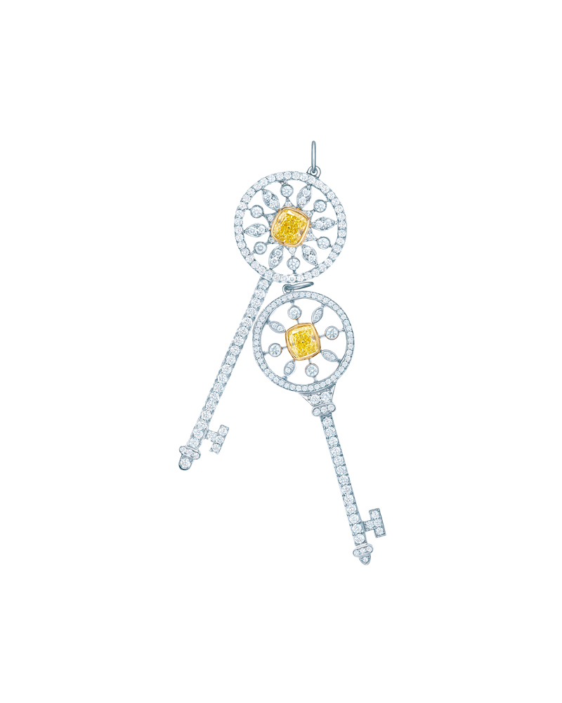 Tiffany & Co.蒂芙尼Tiffany Keys铂金镶嵌黄钻星形钥匙吊坠