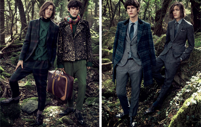 意大利品牌Etro本季再度联手男模Marcel Castenmiller，推出2016秋冬广告大片。以大自然为背景，寻求自然的气息，主张“重返自然”。采用接近原木色的奢华棕色开司米毛衣，深浅不一的绿色运用在不同单品上体现层次感。繁复的印花、格子、豹纹，彰显着奢华的品质。
