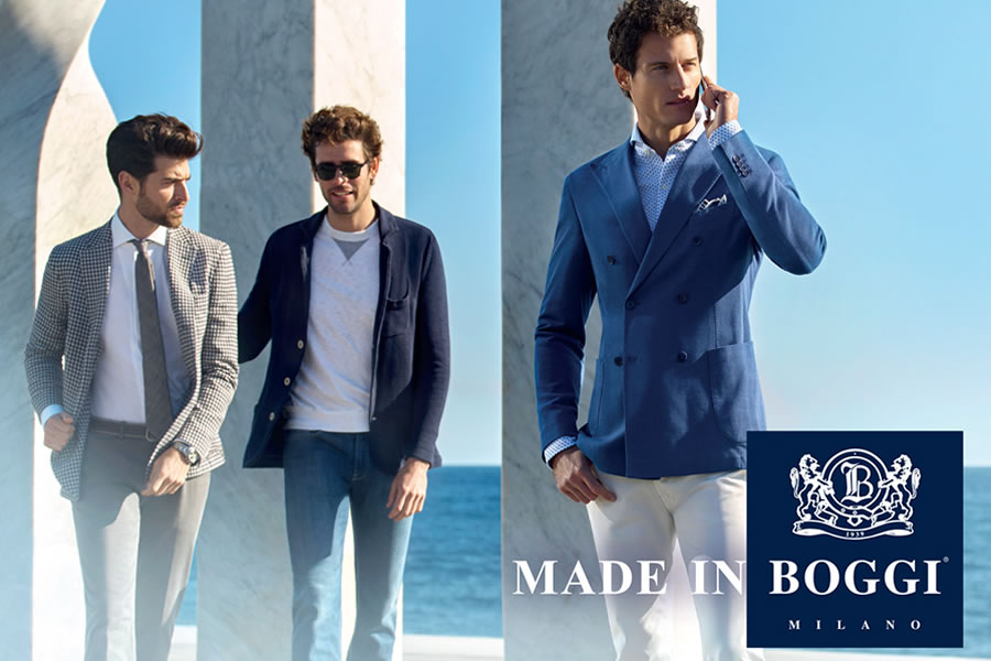 意大利品牌男装Boggi，本季为男士的春季衣橱提供了款式多样的西装。除了经典百搭的纯黑与纯蓝以外，更有夺人眼球的俏皮条纹与优雅格子款式。在春季的晨光下，缓缓走来，优雅的气质柔和地散发着。