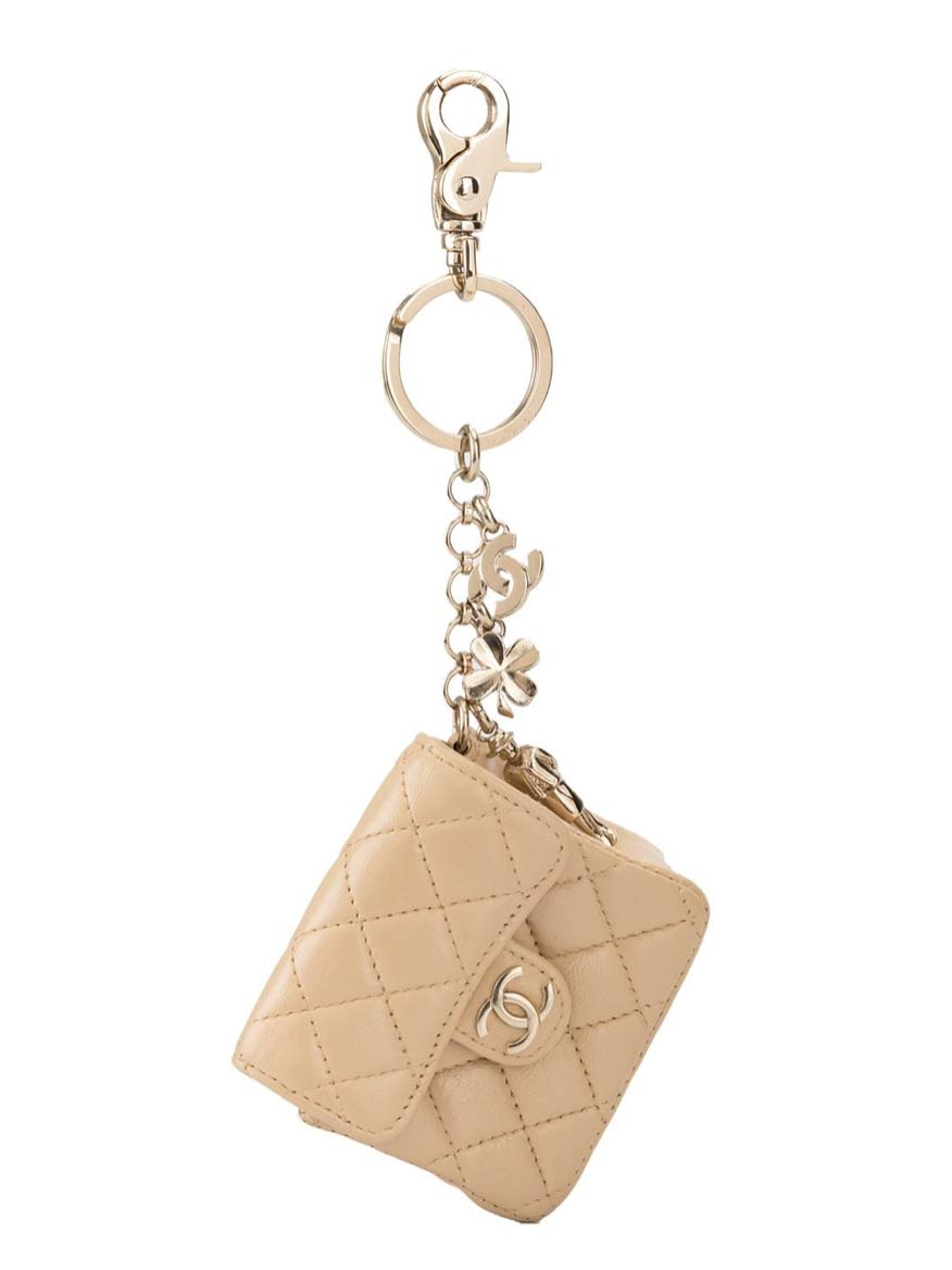 chanel pre-owned绗缝皮包吊饰钥匙扣