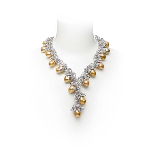 mikimoto 18k金色南洋珍珠项链配钻石